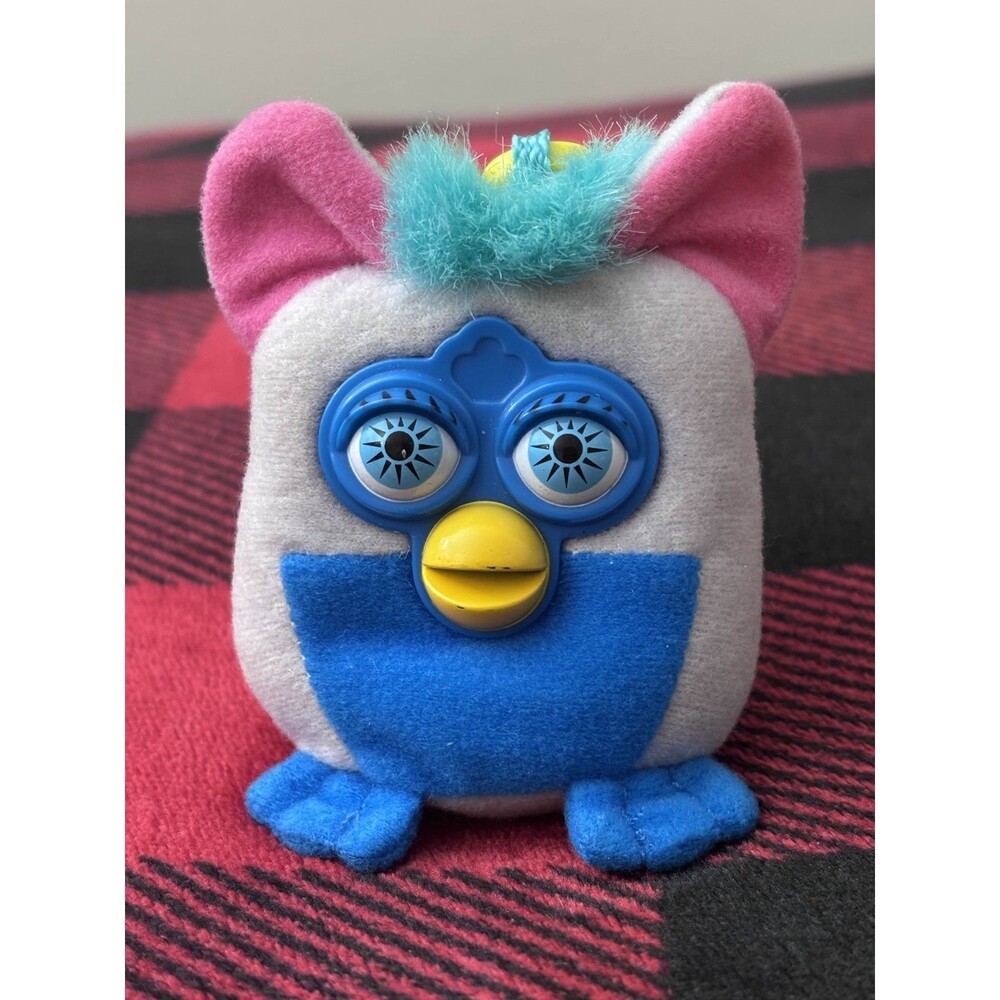2000 McDonalds Kids Meal Furby Keychain Clip Plush Vintage Stuffed Toy 4"